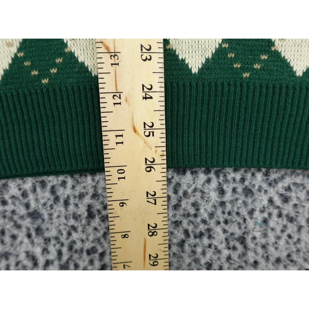 The Knicker Co Sweater Vest Mens XL Green Argyle V-Neck‎ Golf USA Made